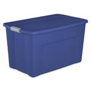 DESCRIPTION: (1) STORAGE TOTE BRAND/MODEL: STERILITE INFORMATION: BLUE RETAIL$: $20.00 EA SIZE: 35 GAL QTY: 1