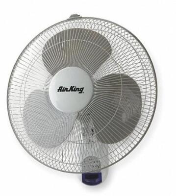 DESCRIPTION (1) AIR KING WALL MOUNT FAN BRAND/MODEL 9046 ADDITIONAL INFORMATION 3-SPEEDS/OSCILLATING/RETAILS AT $90.85 SIZE 18"H X 18"W X 16"BLADE DIA