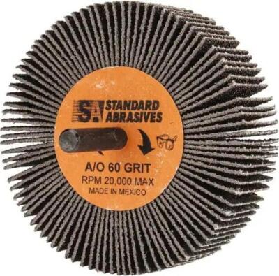 DESCRIPTION (2) STANDARD ABRASIVES FLAP WHEEL BRAND/MODEL 615425 ADDITIONAL INFORMATION GRIT: 60/BROWN/RETAILS AT $130.40 PER PK OF 10 SIZE 3" X 1" X