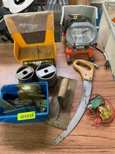 SMALL GROUP OF ASSORTED HARDWARE AND TOOLS