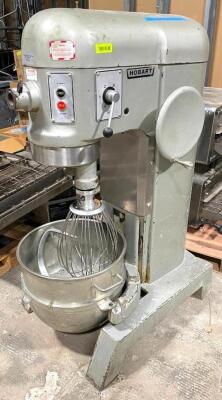 DESCRIPTION: HOBART 60 QUART PLANETARY MIXER W/ ATTACHMENTS SHOWN (SEE PHOTOS) BRAND / MODEL: HOBART H-600 ADDITIONAL INFORMATION 200 VOLTS, 60 HZ, 17