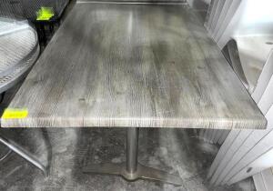 DESCRIPTION: (4) 32" X 48" WERZALIT ONYX TABLE TOP W/ DOUBLE PEDESTAL BASE. SIZE 32" X 48" LOCATION: AREA #6 THIS LOT IS: SOLD BY THE PIECE QTY: 4