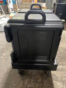 DESCRIPTION: (1) INSULATED BLACK PLASTIC STACKABLE CATERING BOXES W/ DOLLY LOCATION: AREA #2 QTY: 1