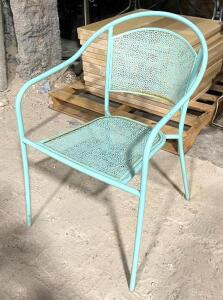 DESCRIPTION: (8) METAL PATIO CHAIRS- AQUA LOCATION: AREA #6 QTY: 8