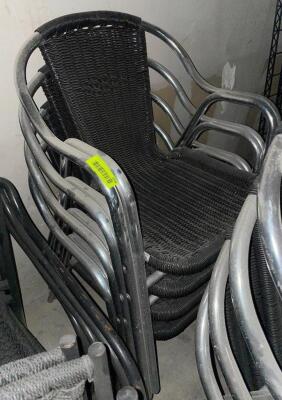 DESCRIPTION: (4) CHROME FRAME PATIO STACK CHAIRS W/ WICKER SEATS LOCATION: AREA #6 THIS LOT IS: SOLD BY THE PIECE QTY: 4