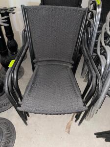 DESCRIPTION: (4) METAL FRAME PATIO STACK CHAIRS W/ WICKER SEATS LOCATION: AREA #6 THIS LOT IS: SOLD BY THE PIECE QTY: 4