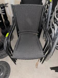 DESCRIPTION: (4) METAL FRAME PATIO STACK CHAIRS W/ WICKER SEATS LOCATION: AREA #6 THIS LOT IS: SOLD BY THE PIECE QTY: 4