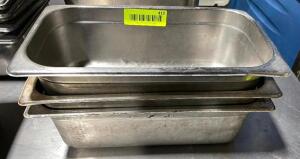 DESCRIPTION: (3) 1/3 SIZE STAINLESS INSERTS SIZE 4" DEEP LOCATION: AREA #1 THIS LOT IS: SOLD BY THE PIECE QTY: 3