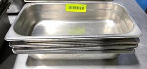 DESCRIPTION: (4) 1/3 SIZE STAINLESS INSERTS SIZE 2" DEEP LOCATION: AREA #1 THIS LOT IS: SOLD BY THE PIECE QTY: 4