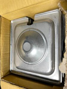 DESCRIPTION: (12) 1/6TH SIZE STAINLESS INSERT LIDS LOCATION: AREA #1 THIS LOT IS: ONE MONEY QTY: 1