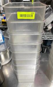 DESCRIPTION: (6) 4 QT PLASTIC CONTAINERS - NO LIDS SIZE 4 QT LOCATION: AREA #2 THIS LOT IS: SOLD BY THE PIECE QTY: 6