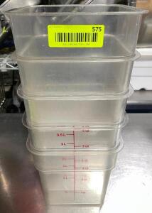 DESCRIPTION: (6) 4 QT PLASTIC CONTAINERS - N0 LIDS SIZE 4 QT LOCATION: AREA #2 THIS LOT IS: SOLD BY THE PIECE QTY: 6