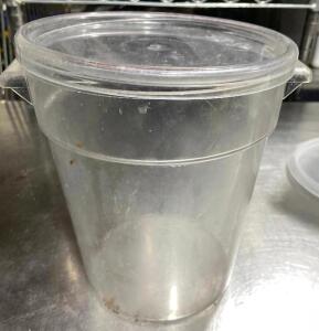 DESCRIPTION: (2) 22 QT ROUND PLASTIC CONTAINERS W/ LIDS SIZE 22 QT LOCATION: AREA #2 THIS LOT IS: SOLD BY THE PIECE QTY: 2