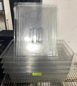 DESCRIPTION: (4) FULL SIZE PLASTIC INSERTS W/ LIDS SIZE 6" DEEP LOCATION: AREA #2 THIS LOT IS: SOLD BY THE PIECE QTY: 4