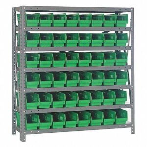 DESCRIPTION: (1) CASE OF (36) STORAGE BINSBRAND/MODEL: QUANTUM STORAGE #9MA01INFORMATION: GREEN, BINS ONLY, NO RACK INCLUDEDRETAIL$: $376.15SIZE: (48) 4 IN X 4 1/8 IN X 11 5/8 INQTY: 1