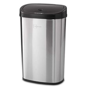 DESCRIPTION: (1) MOTION SENSOR GARBAGE CAN BRAND/MODEL: MAINSTAYS/MS-50-22WH INFORMATION: STAINLESS 13.2 GAL RETAIL$: 43.98 SIZE: 16.4"X 11.3"W X 26.4