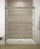 LEVITY 59.625 IN. W X 74 IN. H FRAMELESS SLIDING SHOWER DOOR IN MATTE NICKEL WITH BLADE HANDLES