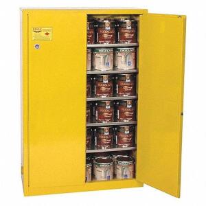 DESCRIPTION: (1) FLAMMABLES SAFETY CABINET BRAND/MODEL: EAGLE #55EC12 INFORMATION: YELLOW RETAIL$: $2065.61 EA SIZE: 43" X 18" X 65" QTY: 1