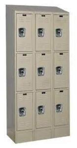 DESCRIPTION: (1) FULLY ASSEMBLED LOCKERS WITH SLOPE TOP BRAND/MODEL: HALLOWELL #HAL-URB3228-3ASB INFORMATION: GRAY RETAIL$: $2421.66 EA SIZE: 3 WIDE,