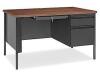 DESCRIPTION: (1) PEDESTAL STEEL DESK WITH WOOD TOP BRAND/MODEL: ULINE INFORMATION: BLACK WITH WALNUT WOOD LAMINATE TOP RETAIL$: $605.00 EA SIZE: 48" X