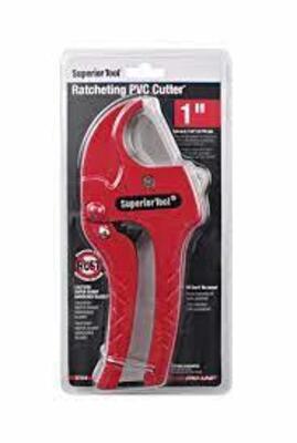 DESCRIPTION: (1) ONE-HANDED RATCHETING PVC CUTTER BRAND/MODEL: SUPERIOR TOOL #29JA12 INFORMATION: RED RETAIL$: $30.05 EA SIZE: UP TO 2.5" QTY: 1