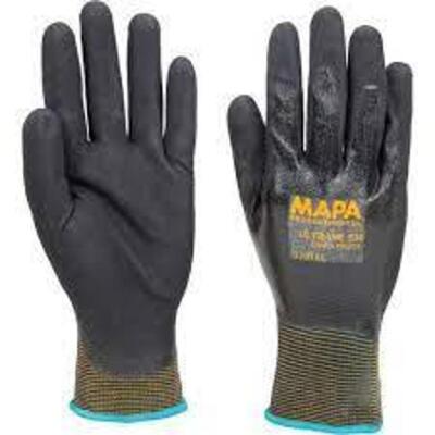 DESCRIPTION: (2) PACKS OF (12) PAIRS OF GLOVES BRAND/MODEL: MAPA PROFESSIONNEL #161010 INFORMATION: BLACK, ULTRANE 526 RETAIL$: $3.48 PER PAIR SIZE: 7