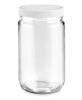 DESCRIPTION: (1) BOX OF (10) STRAIGHT SIDED GLASS JARS BRAND/MODEL: MAINSTAYS #S-19316P-W INFORMATION: CLEAR WITH WHITE LID RETAIL$: $2.20 PER JAR SIZ