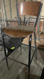 DESCRIPTION: (3) 30" METAL FRAME BAR STOOL W/ WOODEN SEATS SIZE 30" LOCATION: AREA #6 THIS LOT IS: SOLD BY THE PIECE QTY: 3