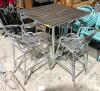 DESCRIPTION: 36" X 36" HIGH-TOP PATIO TABLE W/ (4) ALUMINUM PATIO BAR STOOLS LOCATION: AREA #6 QTY: 1