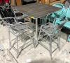 DESCRIPTION: 36" X 36" HIGH-TOP PATIO TABLE W/ (4) ALUMINUM PATIO BAR STOOLS LOCATION: AREA #6 QTY: 1 - 2