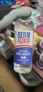 DESCRIPTION: (6) HAND SANITIZER BRAND/MODEL: GERM ATTACK RETAIL$: $13.25 EA SIZE: 16 FL OZ QTY: 6