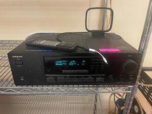 DESCRIPTION: ONKYO AM / FM RECEIVER WITH (2) CEILING MOUNTED SPEAKER BRAND / MODEL: ONKYO ADDITIONAL INFORMATION LADDER AND TOOLS REQUIRED FOR REMOVAL