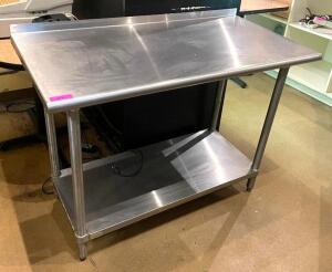 DESCRIPTION: 4' STAINLESS STEEL TABLE WITH UNDERSHELF ADDITIONAL INFORMATION W/ STAINLESS UNDER SHELF SIZE 48"X24" LOCATION: SEATING QTY: 1