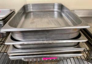 DESCRIPTION: (6) HALF SIZE STAINLESS INSERTS. SIZE 2" DEEP LOCATION: KITCHEN THIS LOT IS: SOLD BY THE PIECE QTY: 6