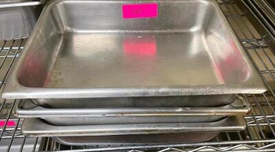 DESCRIPTION: (3) HALF SIZE STAINLESS INSERTS. SIZE 2" DEEP LOCATION: KITCHEN THIS LOT IS: SOLD BY THE PIECE QTY: 3