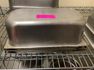 DESCRIPTION: (3) 1/3 SIZE STAINLESS INSERT SIZE 4" DEEP LOCATION: KITCHEN THIS LOT IS: SOLD BY THE PIECE QTY: 3