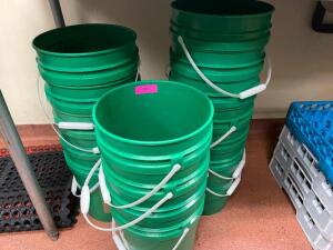 DESCRIPTION: (16) 5 GALLON PLASTIC BUCKETS W/ LIDS. LOCATION: KITCHEN THIS LOT IS: ONE MONEY QTY: 1