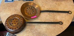 DESCRIPTION: (2) VINTAGE COOKING PANS LOCATION: SEATING QTY: 2