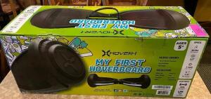 DESCRIPTION: HOVER-1 MY FIRST HOVERBOARD - NEW IN THE BOX ADDITIONAL INFORMATION RETAILS FOR $98 LOCATION: SEATING QTY: 1