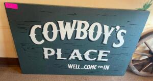 DESCRIPTION: " COWBOYS PLACE " 36" SIGN SIZE 36" LOCATION: ENTRANCE QTY: 1