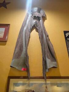 DESCRIPTION: LEATHER CHAPS - GREY LOCATION: SEATING QTY: 1