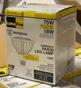 (24) - 75W WESTINGHOUSE DIMMABLE PAR 38 LED LAMPS