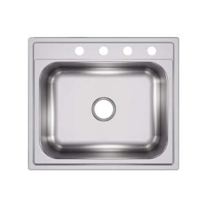 DESCRIPTION: PERGOLA DROP-IN STAINLESS STEEL 25" 4-HOLE SINGLE BOWL KITCHEN SINK BRAND/MODEL: ELKAY RETAIL$: $179.00 QTY: 1