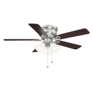 DESCRIPTION: CLARKSTON II 44" LED INDOOR BRUSHED NICKEL CEILING FAN WITH LIGHT KIT RETAIL$: $74.97 QTY: 1