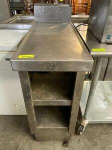 15" X 30" STAINLESS TABLE W/ 6" BACK SPLASH