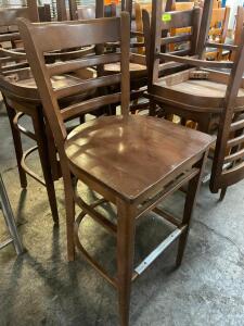 (7) 30" LADDER BACK WOODEN BAR STOOLS