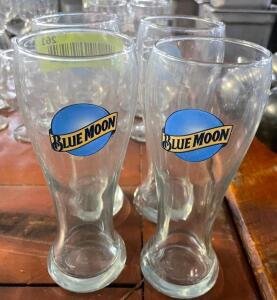 (4) BLUE MOON LOGO PILSNER GLASSES