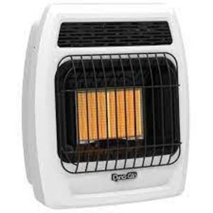 DESCRIPTION: (1) WALL-MOUNT INDOOR NATURAL GAS OR LIQUID PROPANE HEATER BRAND/MODEL: DYNA-GLO INFORMATION: WHITE RETAIL$: $159.00 EA QTY: 1