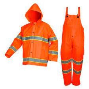 DESCRIPTION: (5) PVC ORANGE RAIN SUIT BRAND/MODEL: MCR SAFETY #2013RM INFORMATION: ORANGE IMAGES ARE FOR ILLUSTRATION PURPOSES ONLY AND MAY NOT BE AN