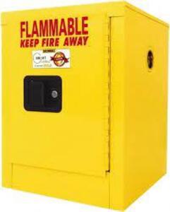 DESCRIPTION: (1) FLAMMABLE STORAGE CABINET BRAND/MODEL: SECURALL INFORMATION: YELLOW RETAIL$: $712.28 TOTAL SIZE: 17" X 22" X 17" QTY: 1